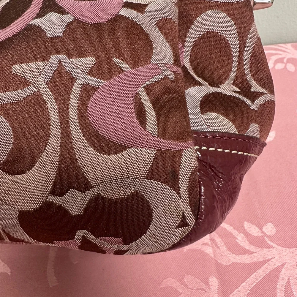 Vintage Coach Gallery Signature East West Tote Burgundy Patent Leather F13762 - Picture 11 of 16